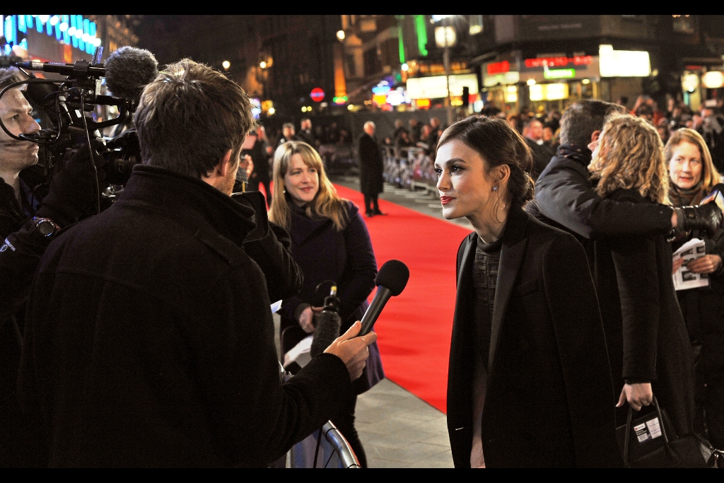I can't photograph Kenneth Branagh -- I must photograph Keira Knightley who, fortuitously is being interviewed right next to me. The number of facial expressions she can pull in a few seconds is almost a match for Reese Witherspoon - both are fantastic to photograph (and my new camera can do 8 frames per second...)