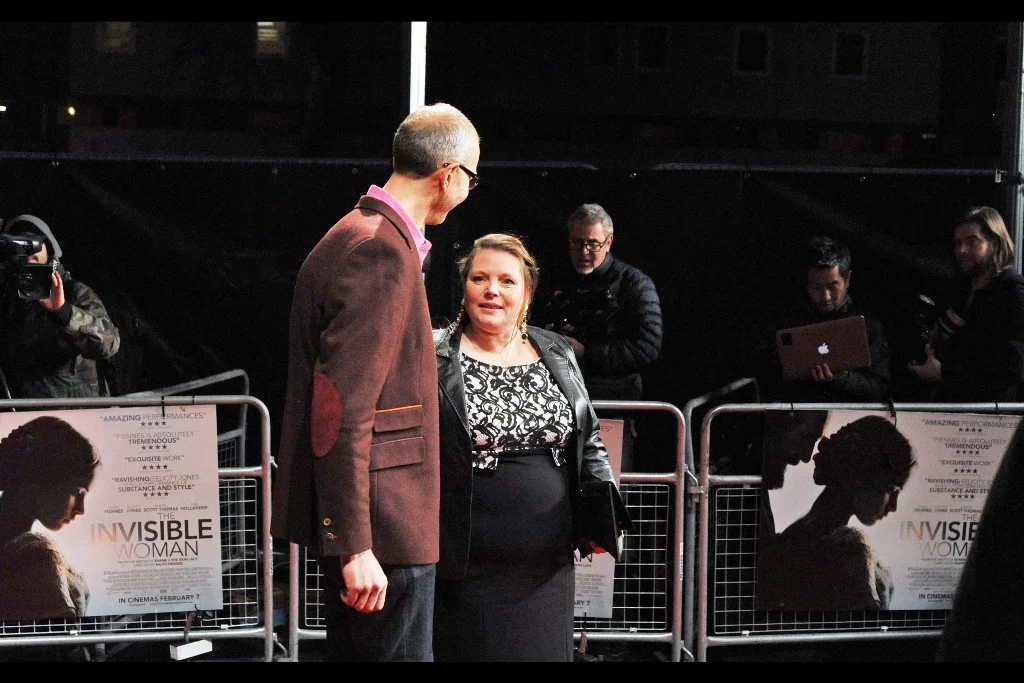 "I told you those elbow patches would make you look tall" "I'm not sure they're to blame" Joanna Scanlan plays Catherine Dickens in the film.
