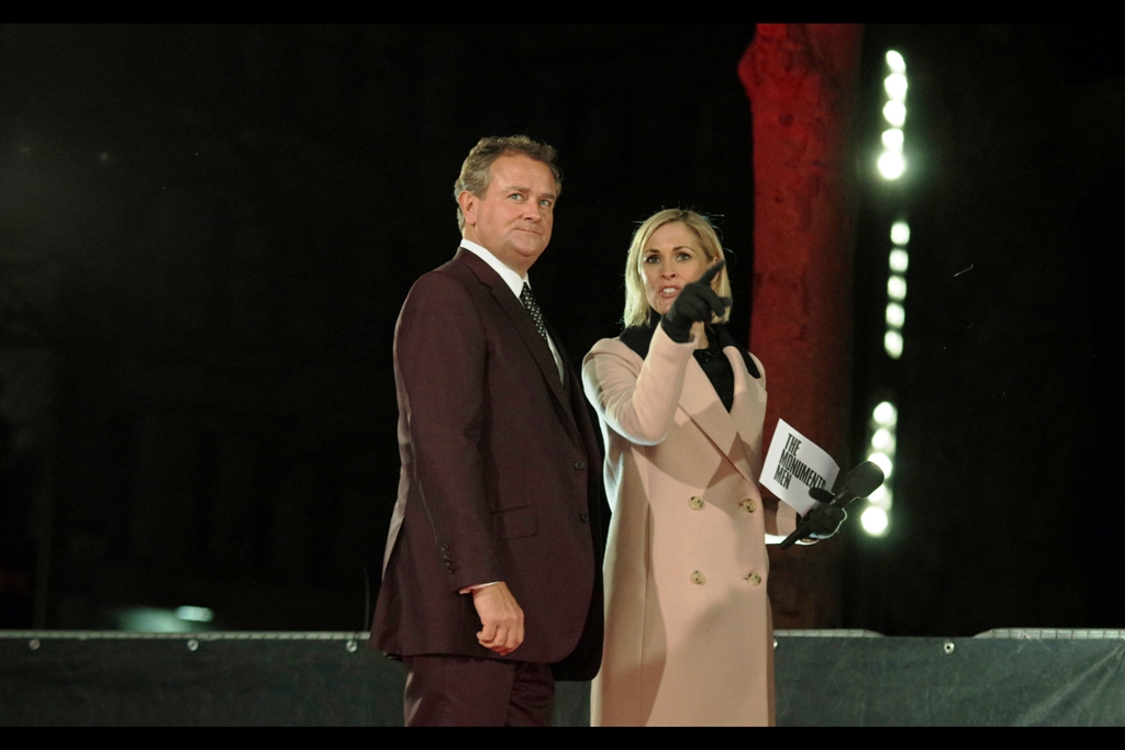 British actor Hugh Bonneville is in Downton Abbey, apparently, and this may or may not bestow upon him 'National Treasure' status. I merely observe that his suit style and expression is similar to that of Will Ferrell at the Anchorman2 premiere
