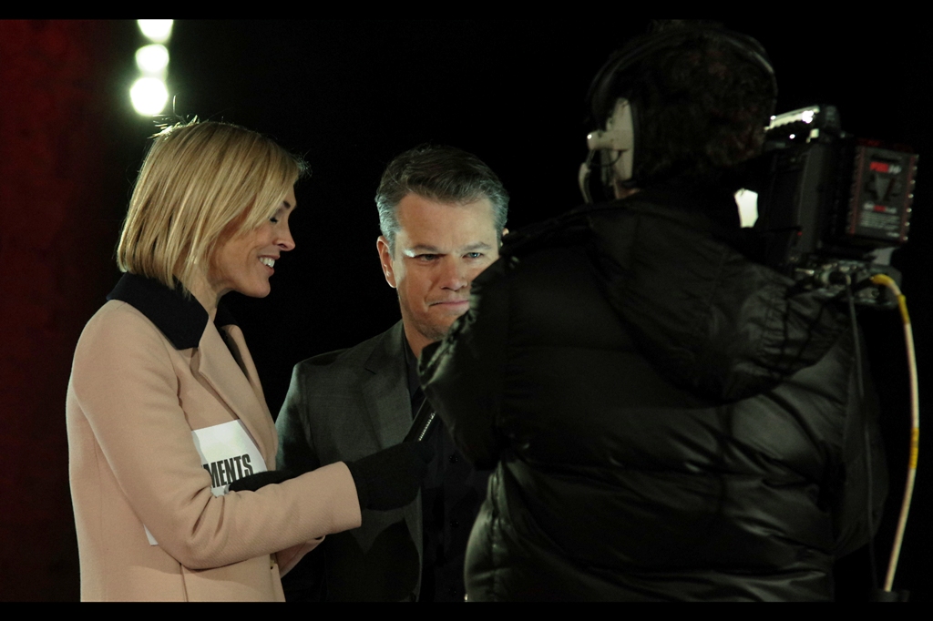"Don't be alarmed, viewers. Matt Damon isn't literally staring into your soul, he's actually just looking at the camera"