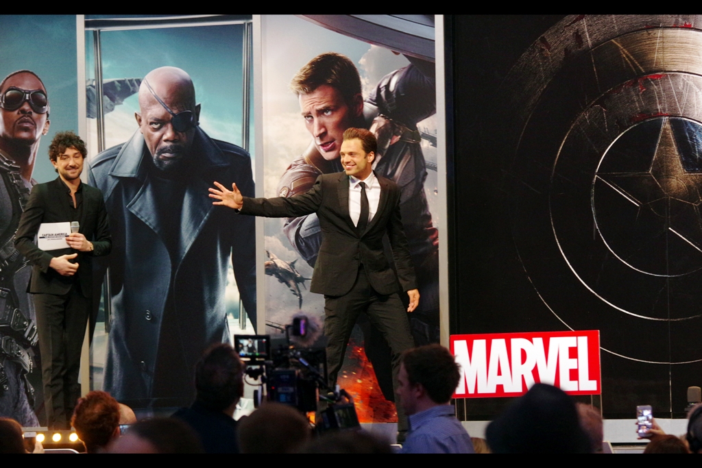 Next to arrive : Sebastian Stan, who plays the titular villain The Winter Soldier in this film. He also has two first names as a name.