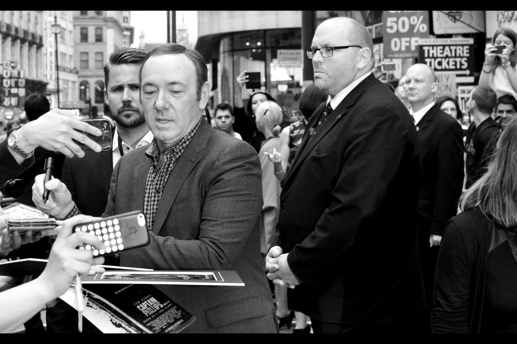 "The huge guy behind me? He's here to beat up anybody who wants me to sign something from a movie I'm not actually in. Ten Commandements by Cecil B DeMille? I was totally in that..."