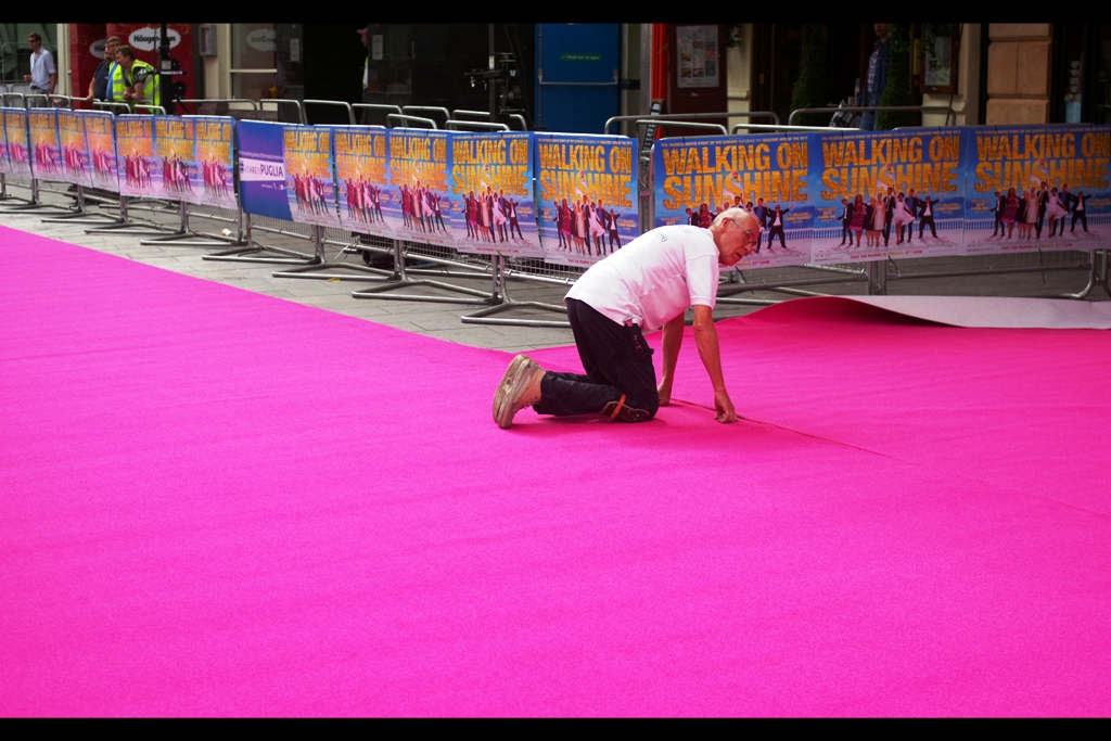 "Walking on sunshine? More like kneeling on pink, am I right?" The colour balance on my cameras wasn't liking it, and my retinas were assuming some very green tints on the faces of nearby.... everything.
