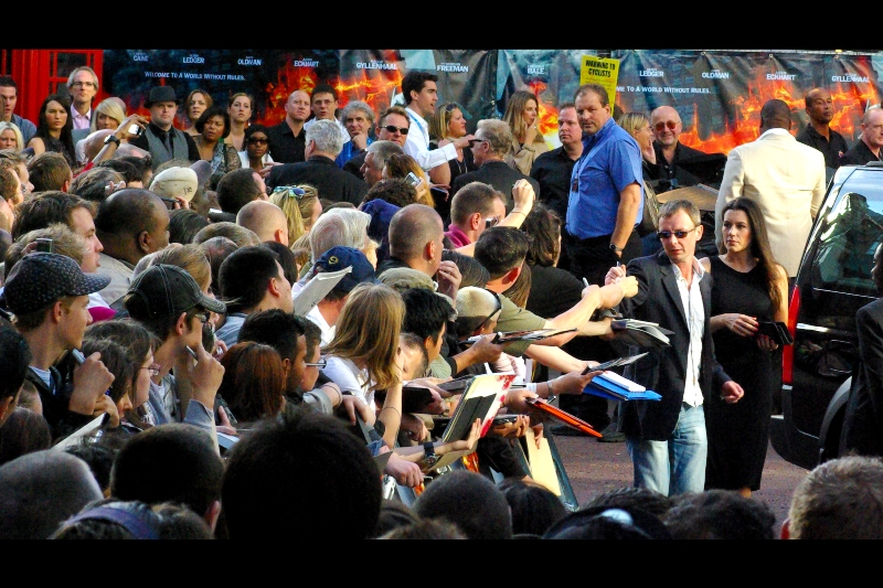 The actor's name is John Simm (who? yeah, pretty much) - but I do like the crowd squeezing for his autograph. To his credit, he returned a second time to sign a few more. Probably my favourite shot of the evening, purely because it was one of the few I had a chance to compose deliberately rather than point and shoot blindly.