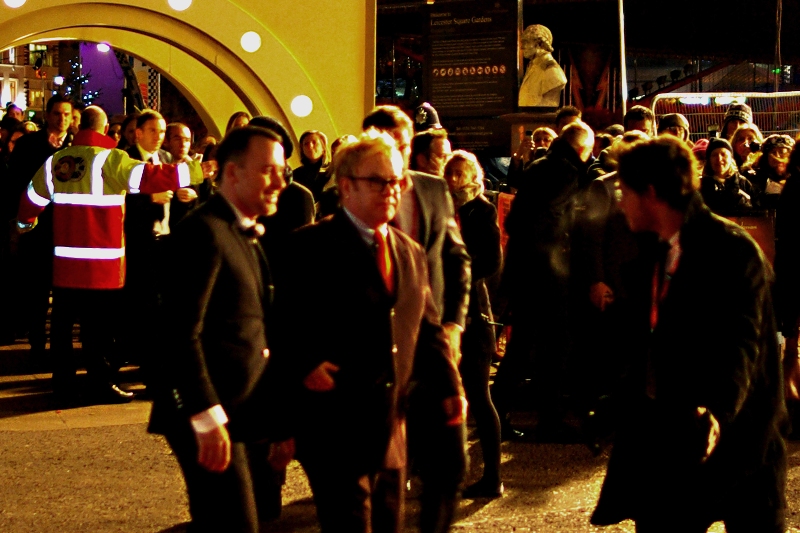 For once I was actually a bit too busy to take shots of celebrities not attached to the film (or even Yellow Cap Guy, who was further up and across) but fine, Sir Elton John showed up. Here's a blurry shot, now scoot off and enjoy the film, man.