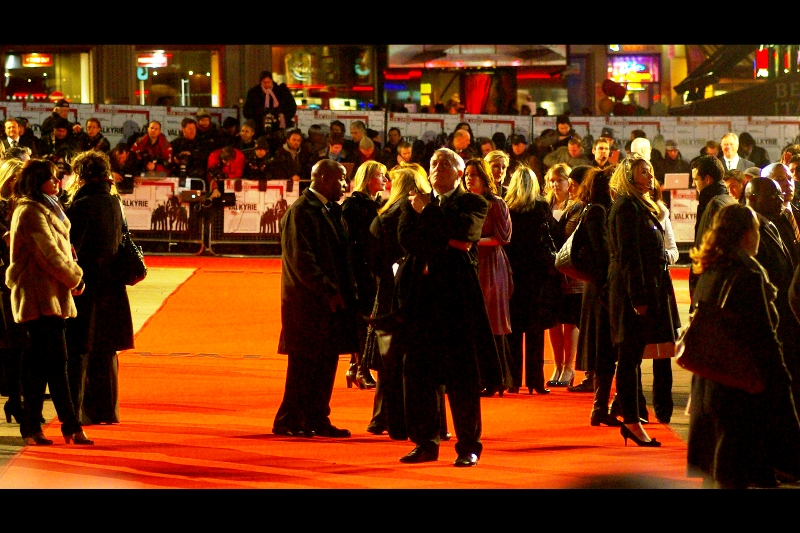 Tom Cruise's head of security (?) (centre, with trenchcoat) would have preferred to launch a pre-emptive air strike on the whole Leicester Square area in the hours before the premiere, but was overruled 3-2 by the Mayor of London's office. Or so I heard.