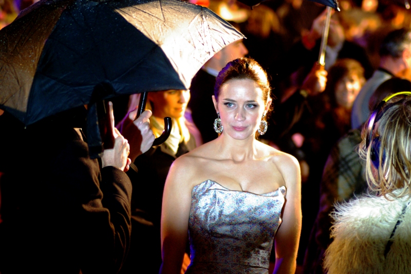 Good news : Emily Blunt and Emily Blunt's dress forge an uneasy truce. That is, until...
