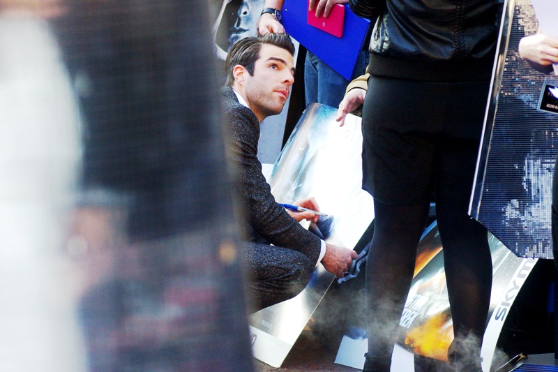 It's Zachary Quinto, better known as villain Sylar in Heroes. I stopped watching that about halfway through season One but do plan to continue. I kind of expected him to punch the people in wheelchairs in front of him, but in fact he was more than happy to sign autographs (' Yours in evil, Sylar... I mean Zachary. Love...' )