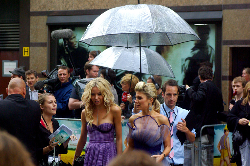 "And so I told him that with a dress like this and two umbrellas, how could I NOT be a celebrity?"