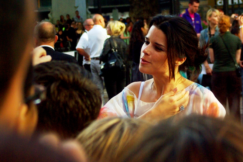 Randomly, actress Neve Campbell showed up. She's not in this movie, but she is pretty.