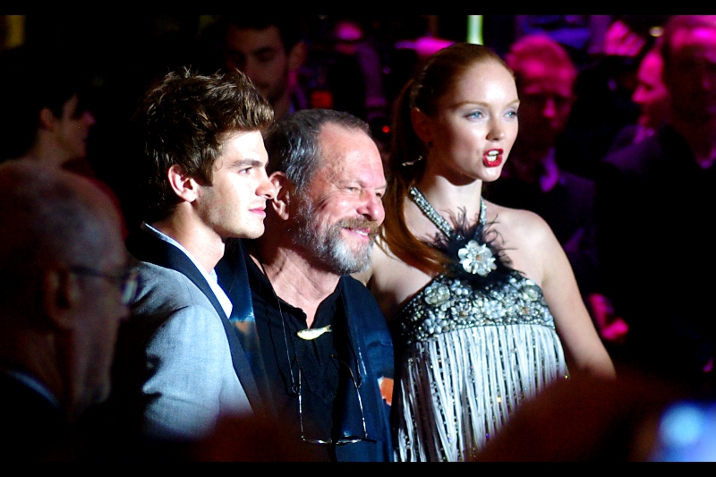 From left to right, actor Andrew Garfield, director Terry Gilliam and actress/model Lily Cole. I've checked out Lily Cole's wikipedia entry, and apparently she's a legitimate model. Like, really! (Insofar as I'm hardly a doyen of the field of fashion, beanie collection notwithstanding..)