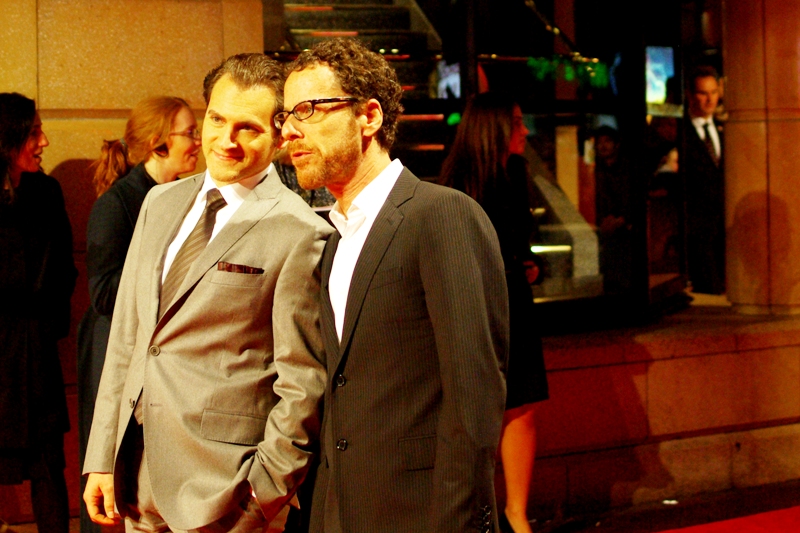Michael Stuhlbarg poses with one of the Coen Brothers ('Fargo', 'The Big Lebowski'). I can't tell them apart because I've never met them and the other one isn't in frame, so I'm playing the odds and calling the same Coen brother 'from two photos ago Joel' this time. I'm now therefore at least 50% accurate in identifying Coen Brothers I've never met!