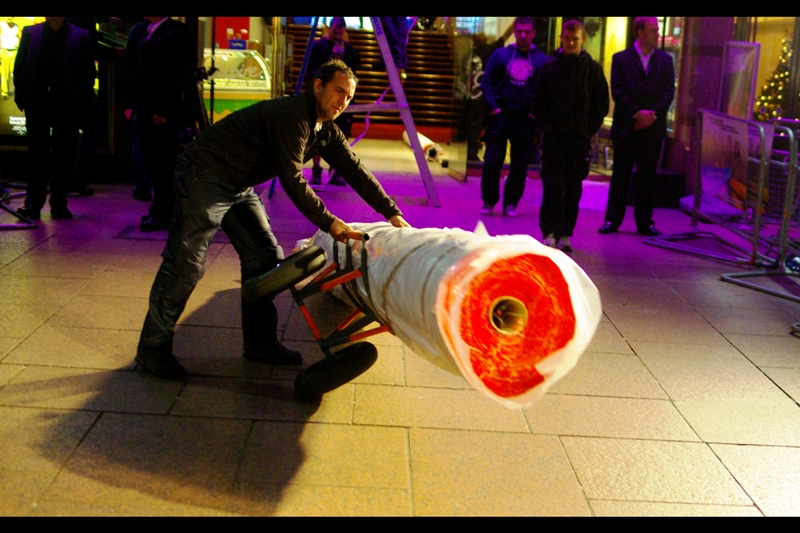 Contrary to a belief surely few people have, Red carpets aren't actually dragged fully unfurled through the streets of London and into Leicester Square…. They're actually transported in rolled-up form. (Handy!)