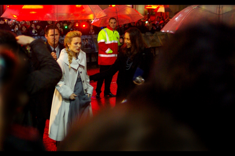 Rachel McAdams arrives, and the crush from the crowd behind me begins. It's okay, breathing is overrated anyway.