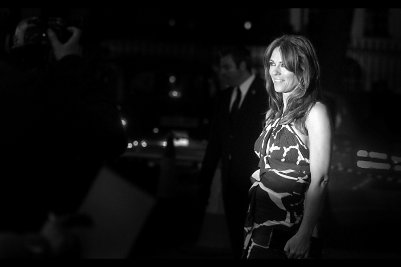 Actress Liz Hurley also showed up, looking very pretty. She’s not in this film, but she clearly wasn’t prevented from entering the cinema by the big security people in the bright orange jackets who would probably cheerfully fracture my collarbone if I tried such a thing. (Even if I was wearing a dress like that…)