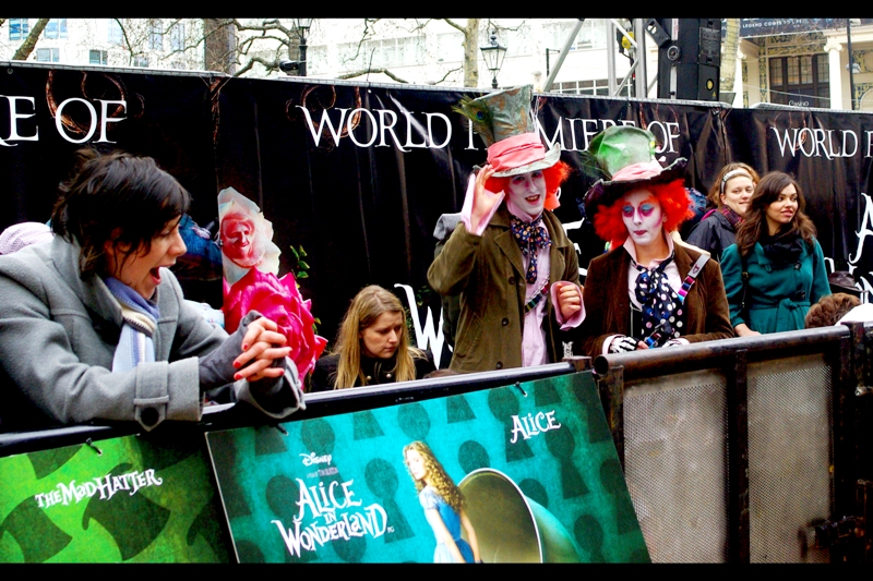 I like to think one of these two really IS Johnny Depp, here early to jam with the fans to pass the time before the event. (In fact, this theory is sufficiently compelling that I’m going to run with it. He’s the one on the right, I have decided)