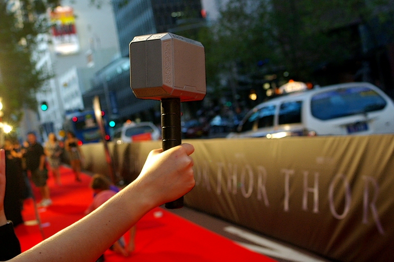 Well, there's no way THAT'S not getting signed at a world premiere... Thor's Squeezy-Hammer, well played, ma'am.