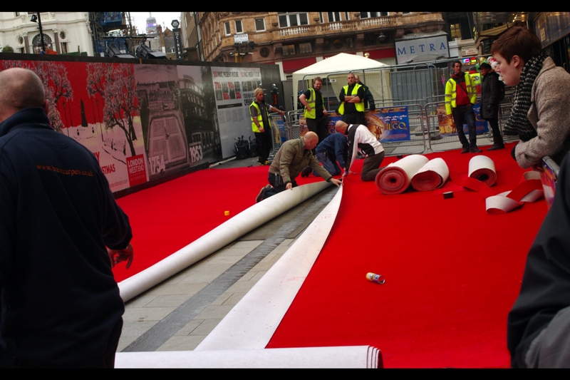 The red carpet is laid, the position is good, and as far as we know there should be some people coming. Premieres have their own particular kind of fog of war that people walking past leading ordinary lives don't care about. Like, at all.