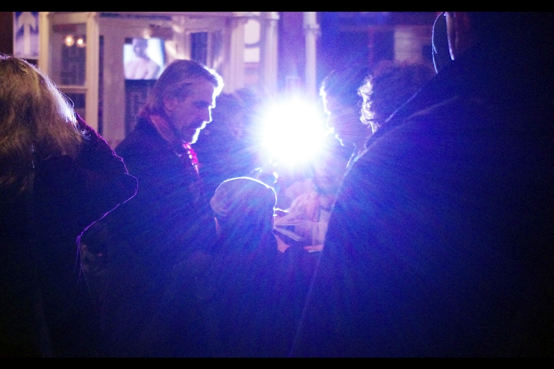 I choose to believe that because both Paul Bettany (or "Man With Cravat") and now Jeremy Irons (or "Pedestrian") are signing for assembled 'fans', it retrospectively validates their/our behaviour, rendering it somehow both acceptable and perhaps even imbuing it with a certain nobility. (please?)