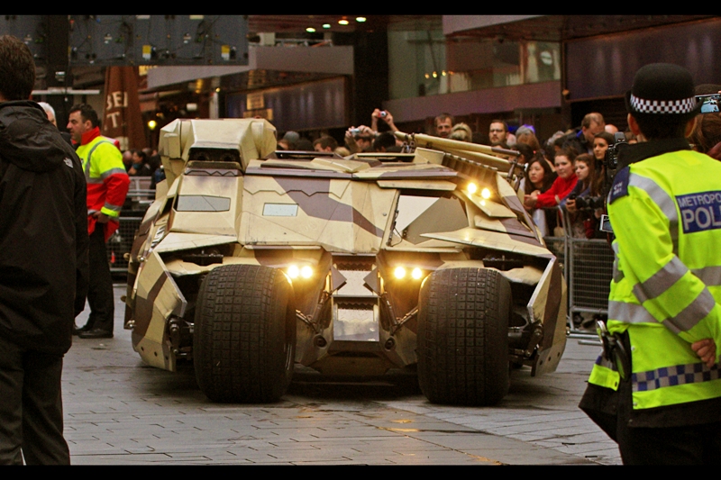 Doesn't care about London's newly-painted Olympic Lanes. (And has a gun turret to back up its argument).