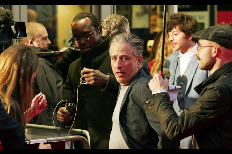 Jon Stewart and Dimitri Leonidas at the premiere of "Rosewater"