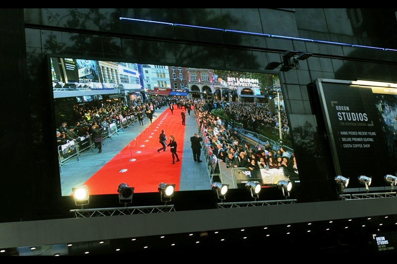 It was a big red carpet, stretching further to the right and with barriers extending further than that... PLUS the centre of Leicester Square was also packed. But my finger's hardly on the pulse of today's youth (not least of which the screaming girls next to me) - were they here for Brad Pitt? Shia LaBeouf? Logan Lerman? (if you said Logan, you're closest to the mark - screams from his fans were probably the loudest when they were called out)