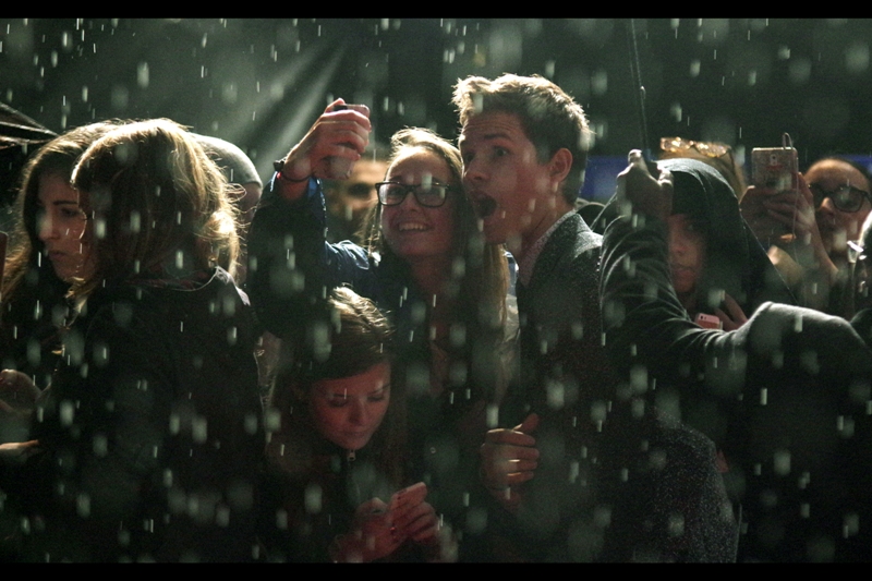 Ansel Elgort and fans at the premiere of Men Women and Children