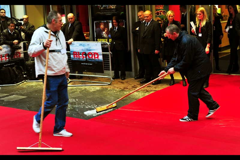 Ah, yes. Rain and Red Carpets, and Sloping Pavements, and Negligible Drainage. It's all so very Hollywood-esque 8)