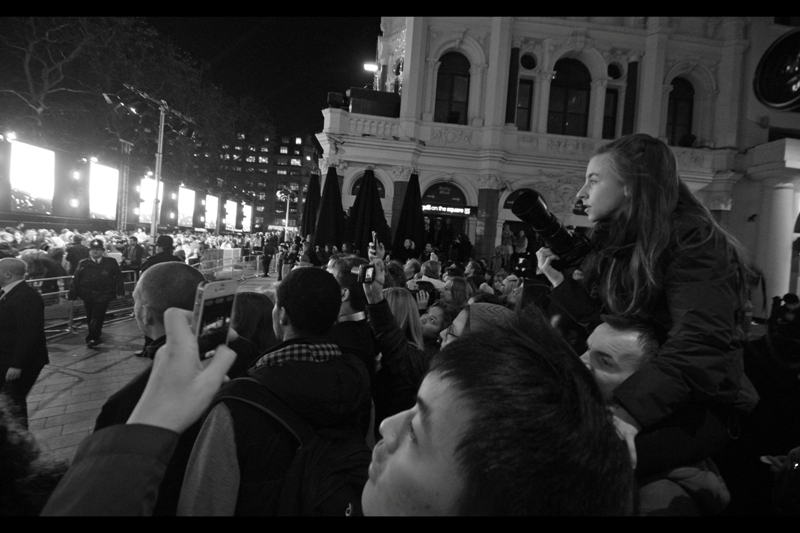 It appears to be all over, but the main screens are showing a photo of the Empire Cinema, including the balcony.... interesting. Meanwhile, I'm still waiting for a girlfriend with shoulder strength sufficient to carry me, my camera and possibly one or two additional lenses at premieres.
