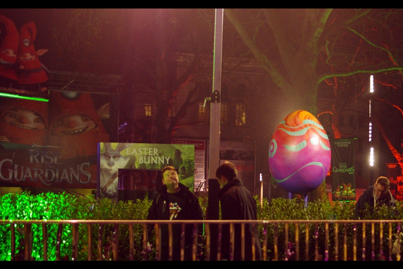 Leave your backpack unattended for a few seconds at a train station and some bomb disposal robot will probably destroy it just to make sure, but put a giant painted egg into the middle of a park six weeks from Christmas of all holidays and nobody says a thing? How does that work?