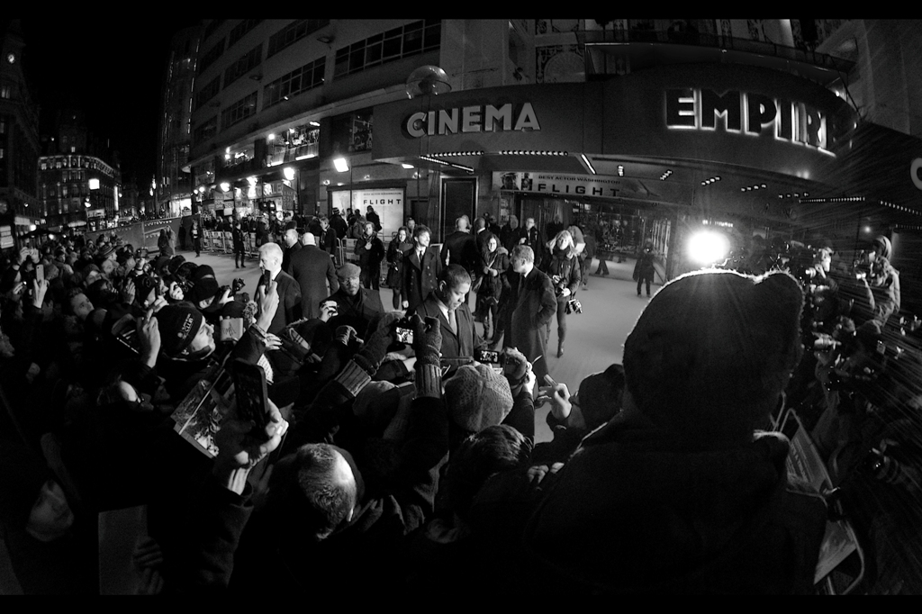 I can't tell you how many close range shots of Denzel Washington I missed changing lenses in zero degree weather when he was standing right in front of me. Going wide for this one was arguably worth it though.