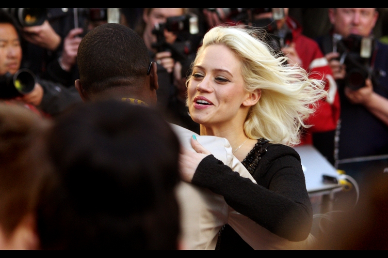 I have no idea who she is, but she was a late arrival and I do like flowing blonde hair. Or flowing hair of any colour. Also, most of the cast have moved out of sight to do interviews.