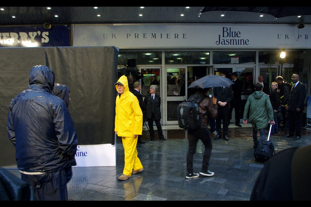 "Yellow Daffodil premiere? No, this is Blue Jasmine. You want the next cinema over". You're welcome. Also, yes, as forecast, it's raining.