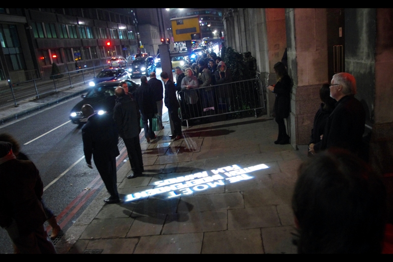 So I'm standing behind a barrier by the side of a road. There are security but no red carpet. My camera has good ISO but no flash and the ambient lighting consists of a few streetlamps, passing traffic, and a spinning MOET ad. I suppose it's still better than anything else I could do (Please keep your judgements on the apalling state of my private to the comments below..)