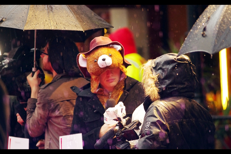 Either he's wearing an adorable hat, or he's wearing the main character's skin over his head. So I'm trying to figure out whether this is very cute or unspeakably horrifying