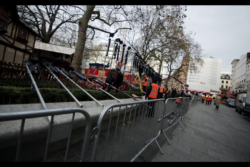 The time is barely past noon and unlke (say) last week's World Premiere of The Hobbit : Battle of the Five Armies , it seemed nobody was camping out for this one. Surprising - who knew physics students didn't camp for movie queues?