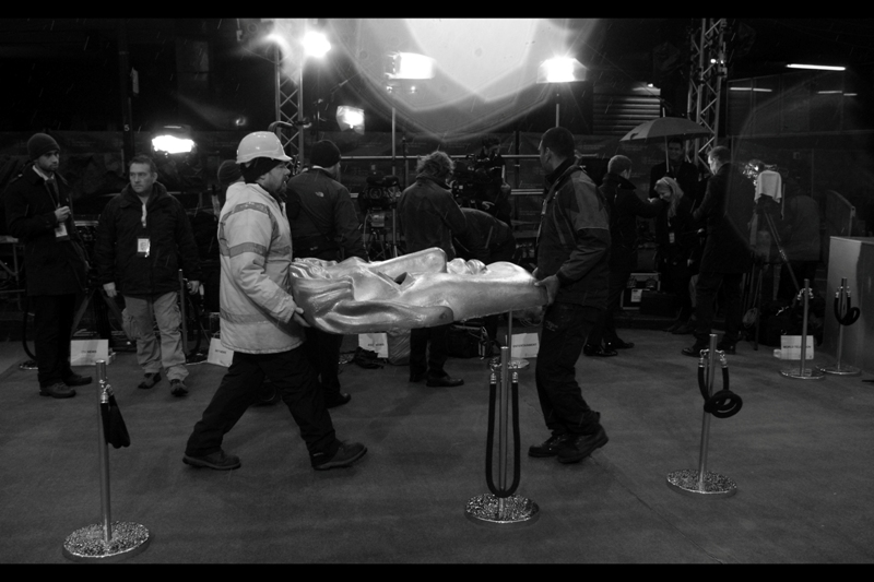 The leadup involved a bit of a cleanup, sound test, rehearsals, crowd footage… and Boba Fett taking the Bafta Face, frozen in Carbonite, off to Jabba the Hutt.