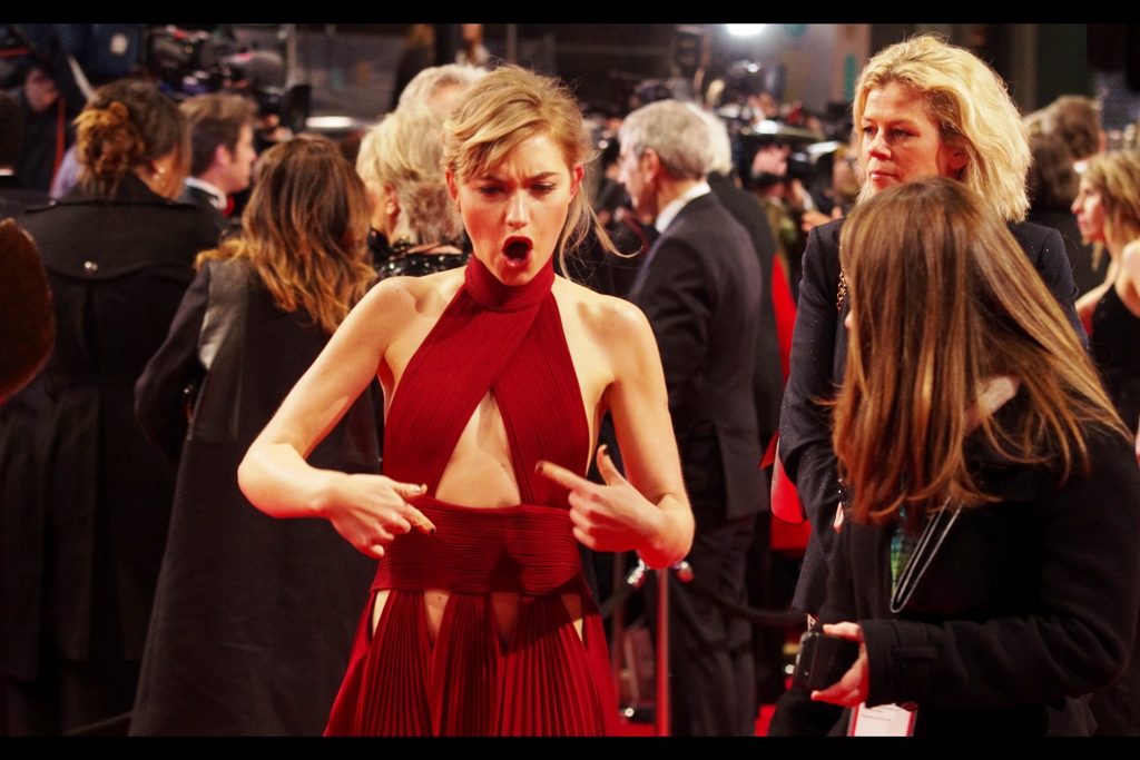 Issuing banned gang signs on a BAFTA red carpet in that dress? I’m impressed.
