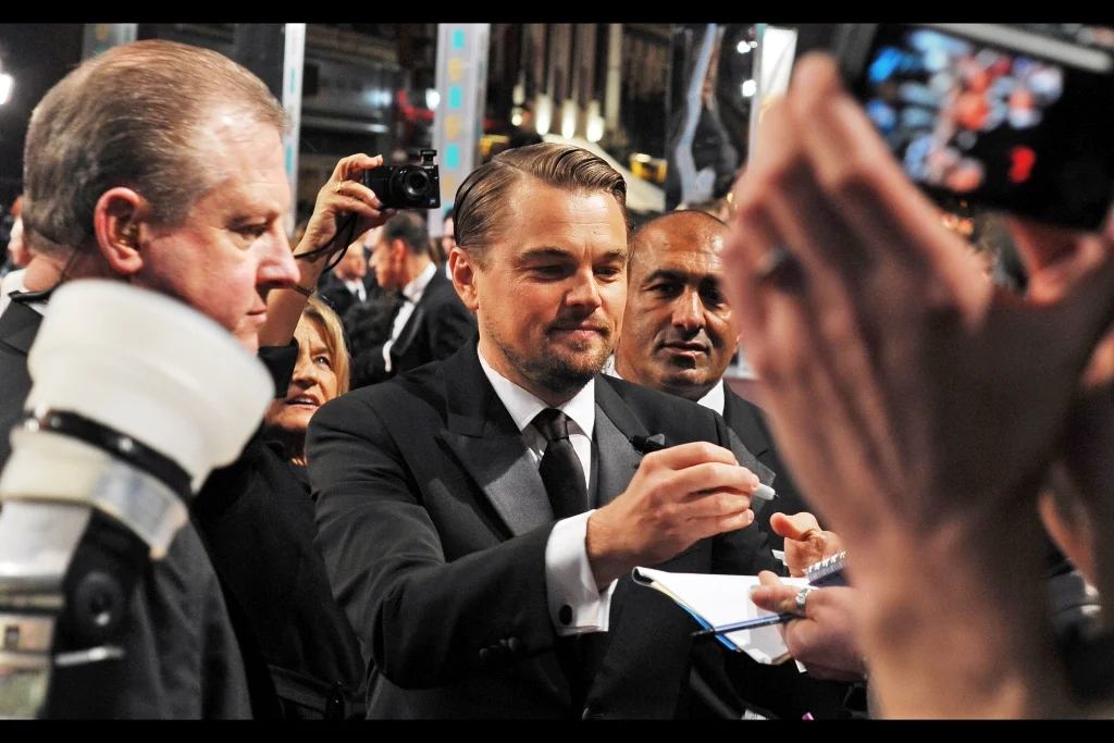 OMG It’s Leonardo DiCaprio, and although the girls behind us had proven themselves to be charming and dignified examples of humanity up til now, that was about to change somewhat.