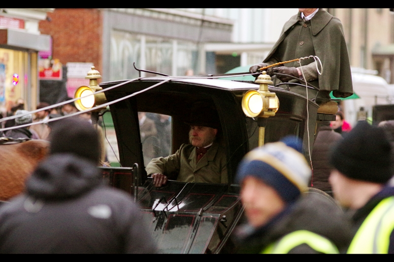 "If only I'd stuck with regular cigarettes and not these e-cigarettes that I can't smoke in here for 'historical accuracy' reasons" . The level of detail of the filming extended to making sure that horse-drawn carriages had occupants.