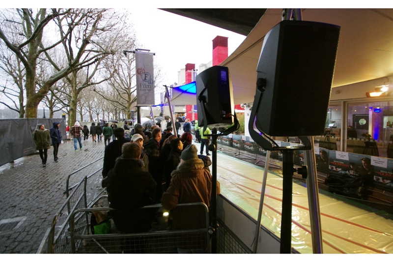 Our location is BFI Southbank, under a bridge, which is ordinarily quite unsexy and cold but today it does have the advantage of being dry while it's raining.