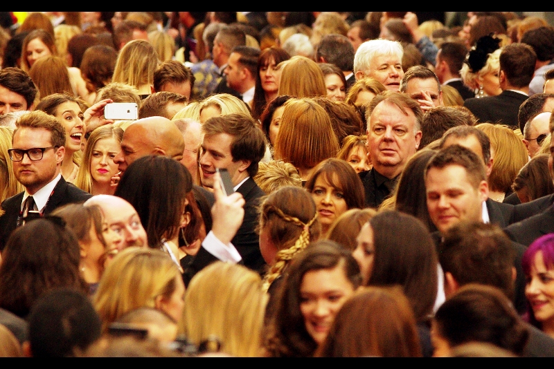 Good news. About five minutes into the event, and this is how crowded the Red Carpet is right now. Time to find a new strategy. I'm leaning towards whimpering gently and thinking about going home, but apparently James McAvoy and Gemma Arterton are expected to be at this thing.