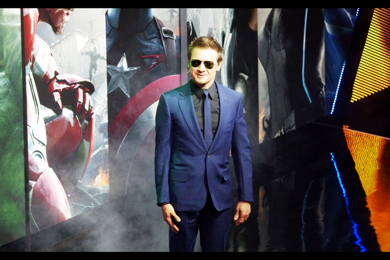 "Still waiting for that standalone movie, Joss...." Jeremy Renner plays Hawkeye in The Avengers.