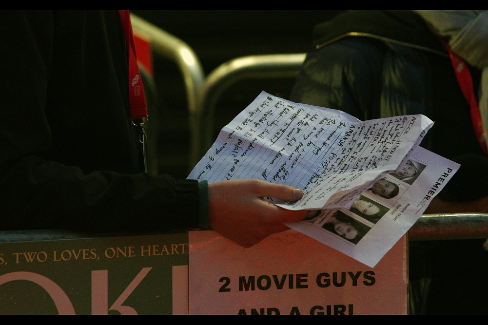 Questions for the stars and crew of the movie : "Why are you here?" / "Would you rather be inside?" / "Do you feel exposed when out in public?"
