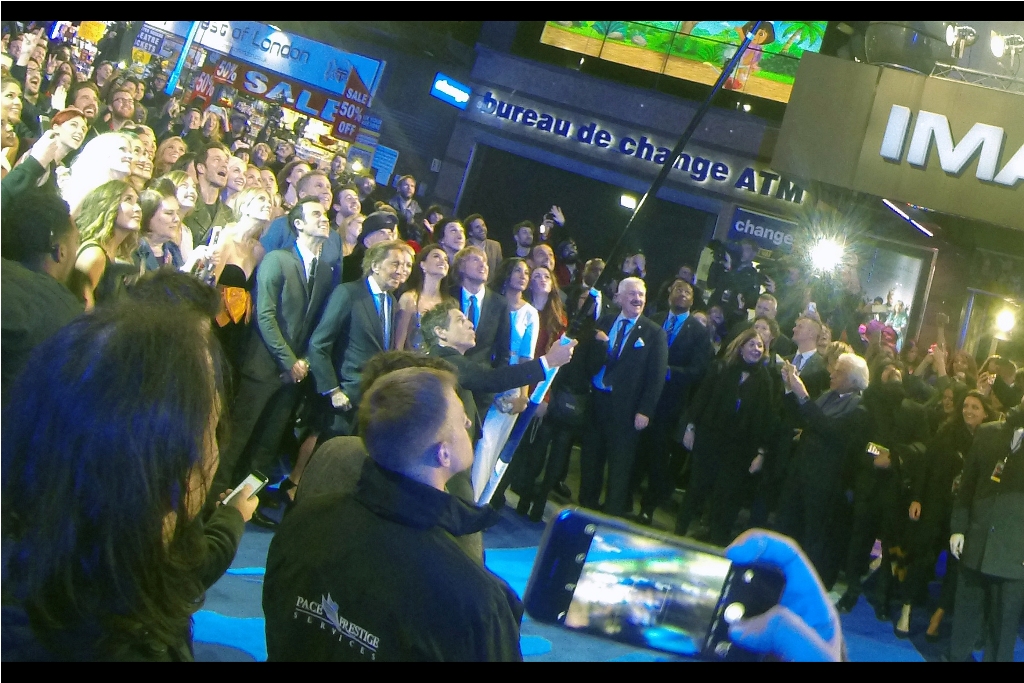 A segment of the crowd. Feel free to swoon if you can spot Adam Driver, who plays Kylo Ren from Star Wars : The Force Awakens....