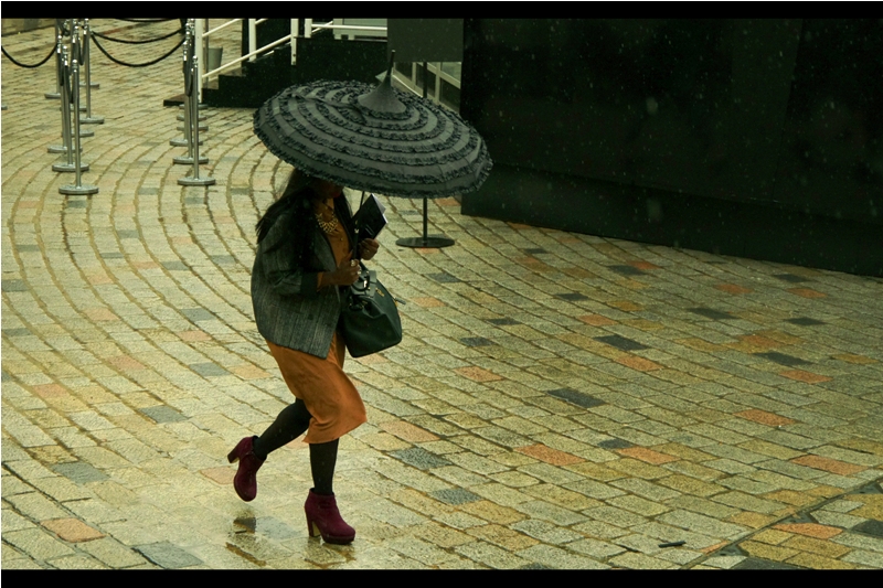 "I win London Fashion Week because MY umbrella RULES. Wait.... why is everyone inside where it's dry?"
