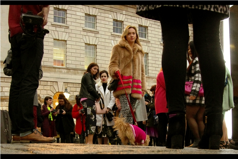 "No, the dog is not a cheap fashion accessory to go with my jacket... actually the jacket is a cheap fashion accessory for the dog. As for the trousers? Well... they're a very different story"
