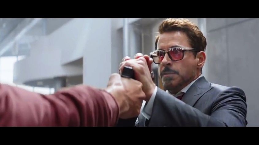 "Wait... you're trying to kill me? In a MARVEL MOVIE?? Oh, right.. you only pulled the trigger once, shot my glasses, and now giving me time for the reaction shot for the trailer. Thanks, bro"