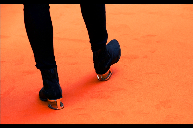 There's a deep and meaningful explanation for the boot heel design, but I'm still mesmerised by the orange carpet so I can't give it all the consideration it deserves right now.