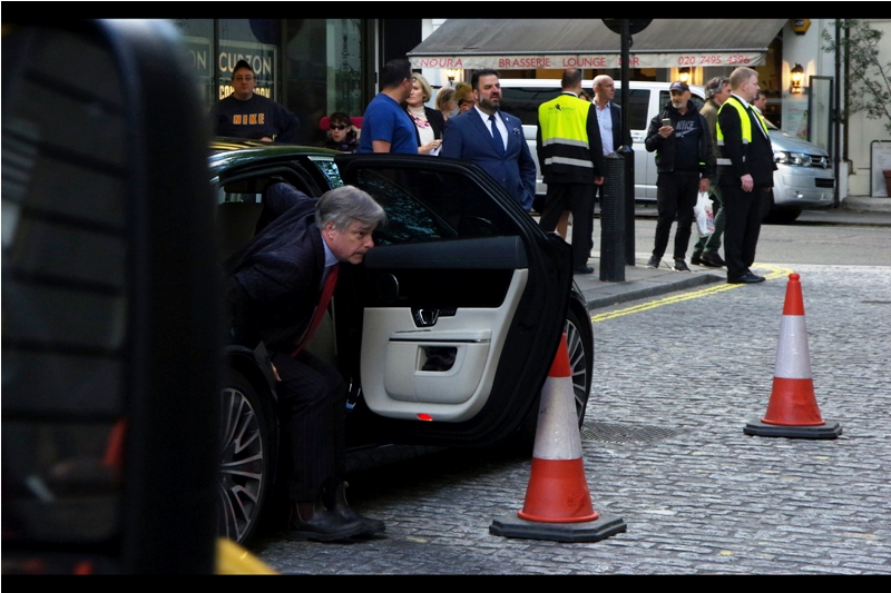 Director Whit Stillman exits his vehicle microseconds before my view of him is blocked by yet another vehicle. I'm sure this happens in Cannes and Hollywood too...